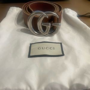 Gucci Marmont Distressed Wide Leather Belt with dustbag